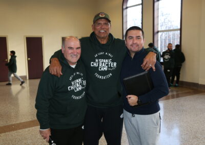 Anthony with head coach Andy Olds and camp chapel speaker Ricardo Torres of Mercy Health - Cincinnati at Hispanic Character Camp 2022