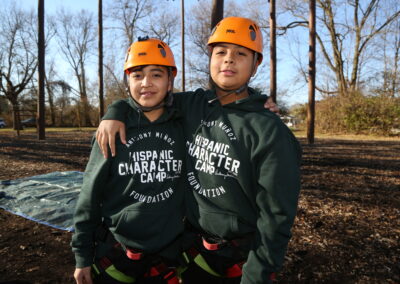 Campers at the ropes course at Hispanic Character Camp 2022